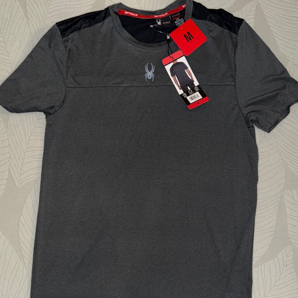Spyder Men's Dark Gray and Black Short Sleeve Tee